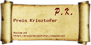 Preis Krisztofer névjegykártya